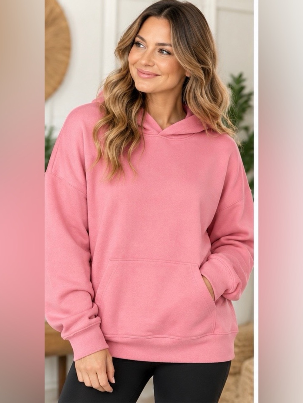 Zenana Outfitters Rose Pink Pullover Hoodie Soft Scuba Fabric NWOT